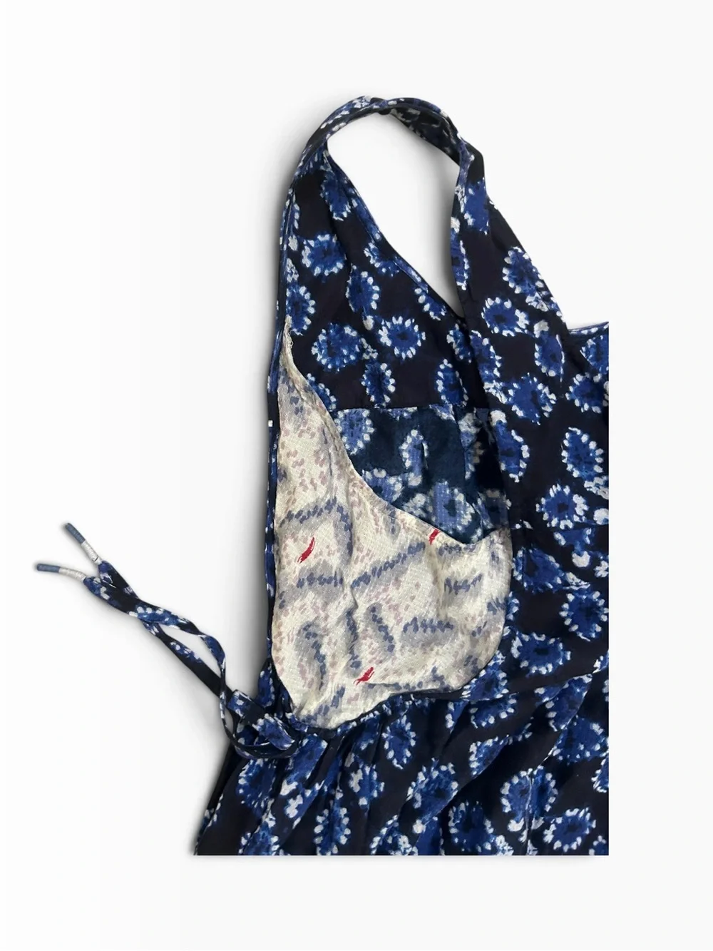 Anthropologie Navy Blue & white Scoop-Neck sleeveless wide-Leg Jumpsuit large